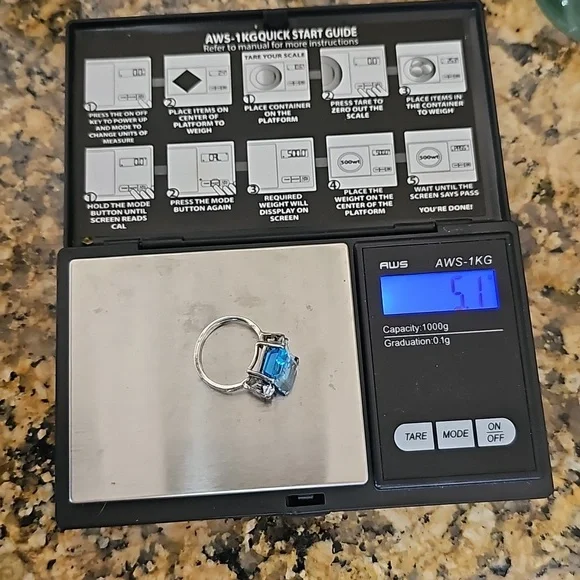 London blue topaz, topaz, and sterling silver cocktail ring - Picture 6 of 7